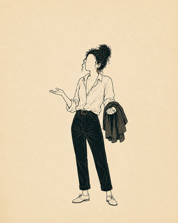 A woman unsure which music fits her project